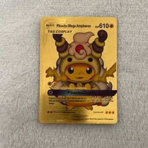 Pokemon Gold Pikachu Trading Card